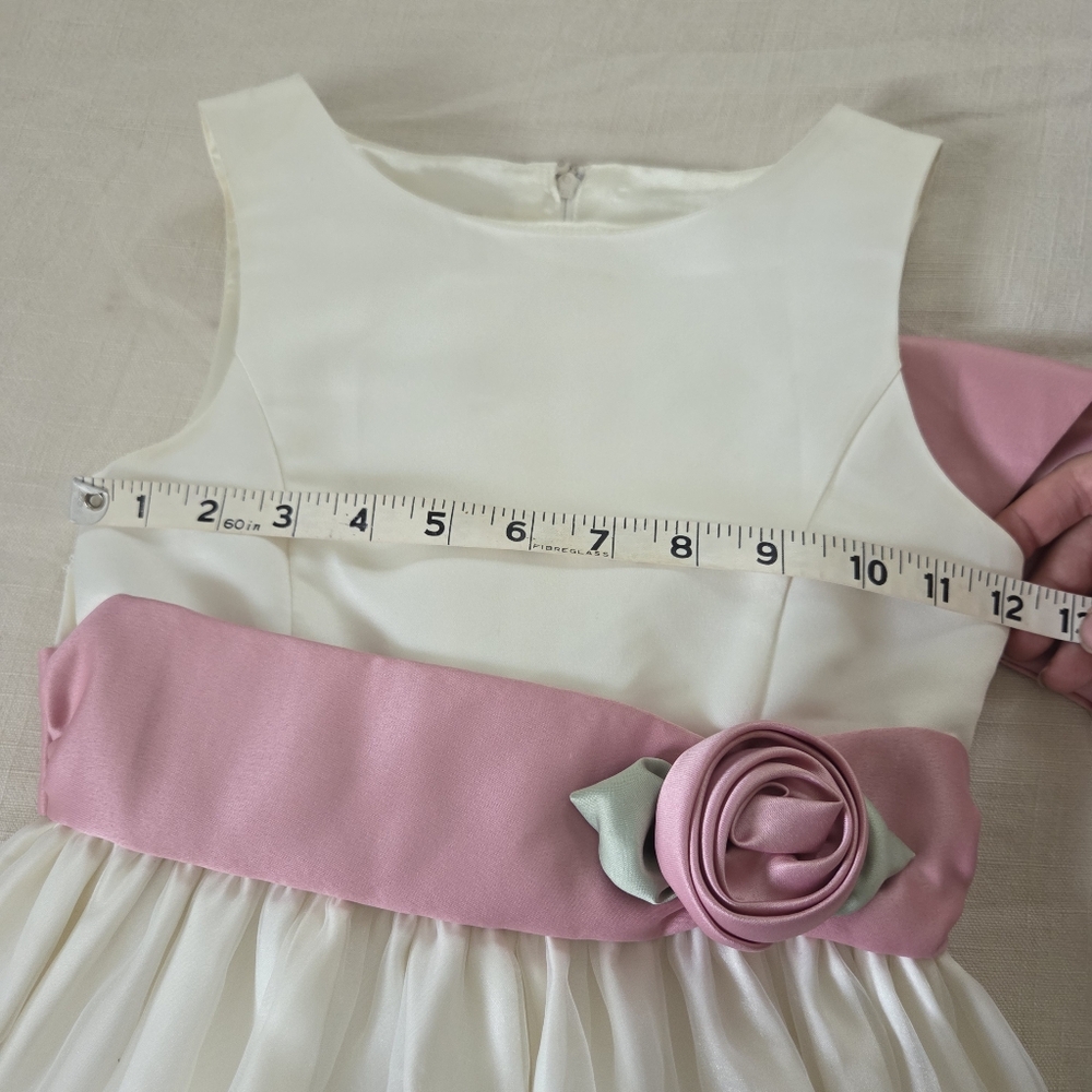 Cinderella Elegant White and Pink Kids Dress Rosebud Scallop Girls 8 - Picture 6 of 14